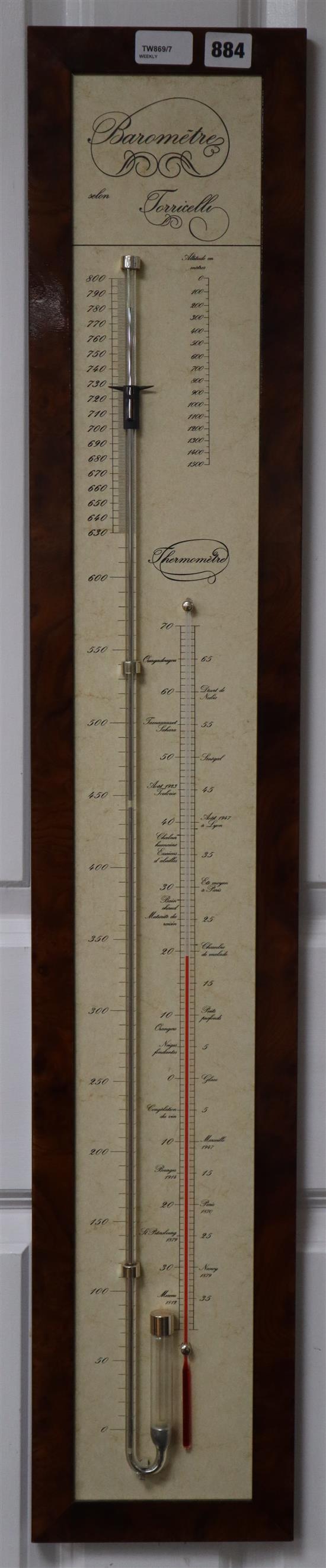 A modern Admiral Fitzroy barometer by Toricelli, in walnut frame H.104cm
